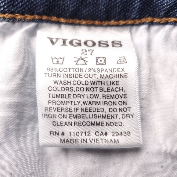 Vigoss Frankie Slim Straight Jeans Womens 27 Blue Dark Wash Stretch Classic Fit - Picture 11 of 12